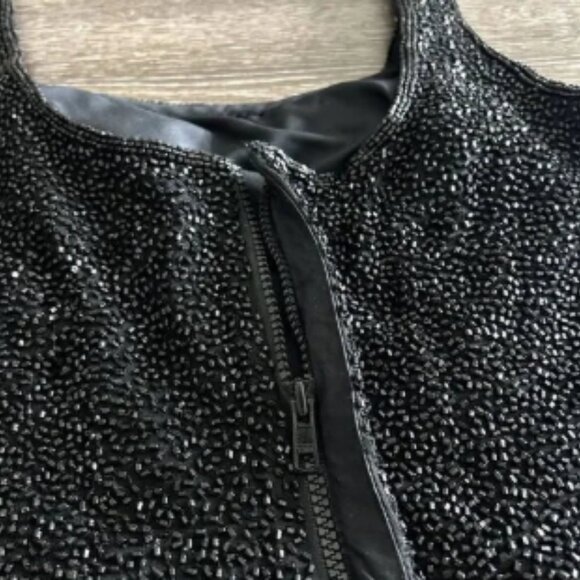 Vintage Cache Beaded 100% Silk Tank Top XS 90s Evening Party Top Embellished Y2K - Picture 4 of 10